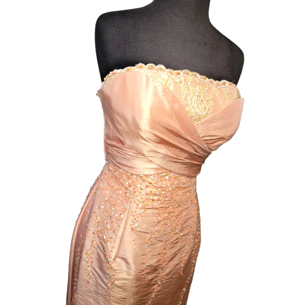 FLIRT BY MAGGIE SOTTERO prom pageant gown floor length blush color size 6